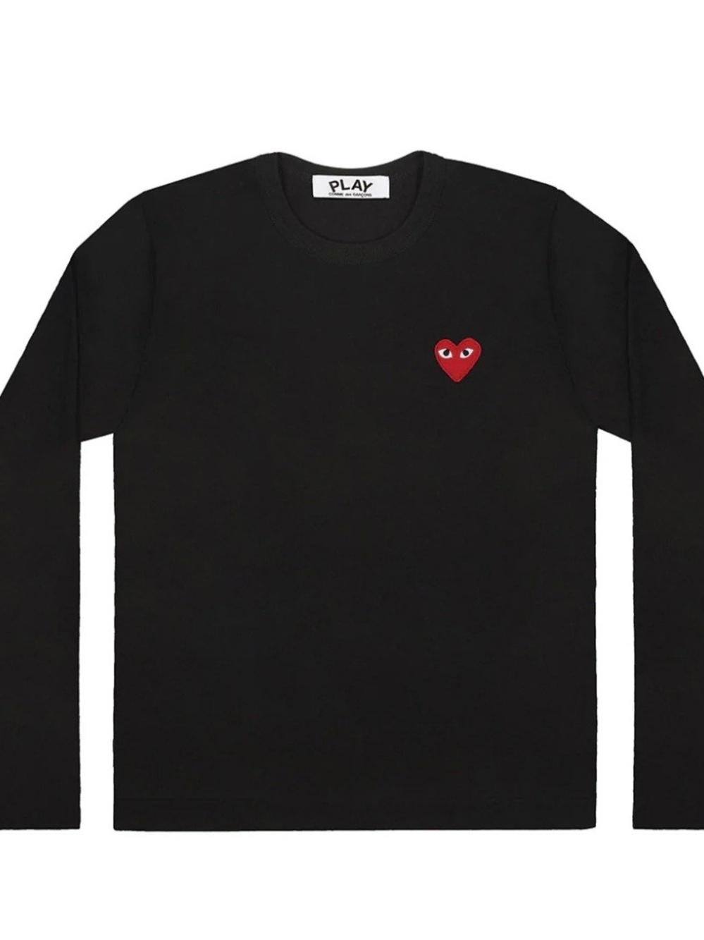 [NEW] Comme des Garçons Black Long-Sleeve Tee with Red Heart Patch